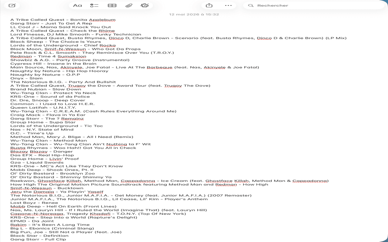 Colle dans Notes